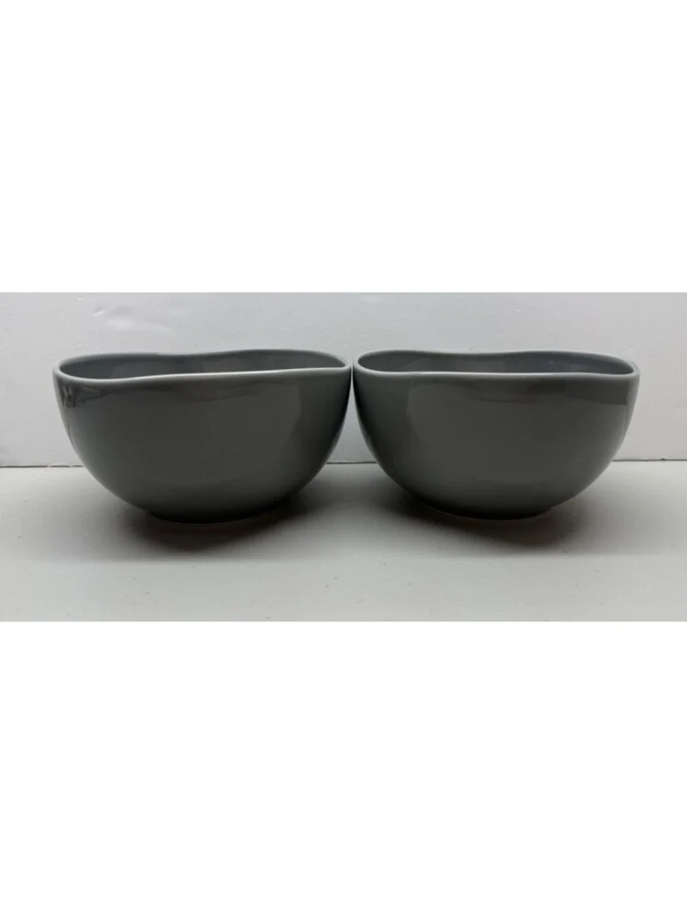 West Elm Set of Two Gray Organic Porcelain Bowls 6